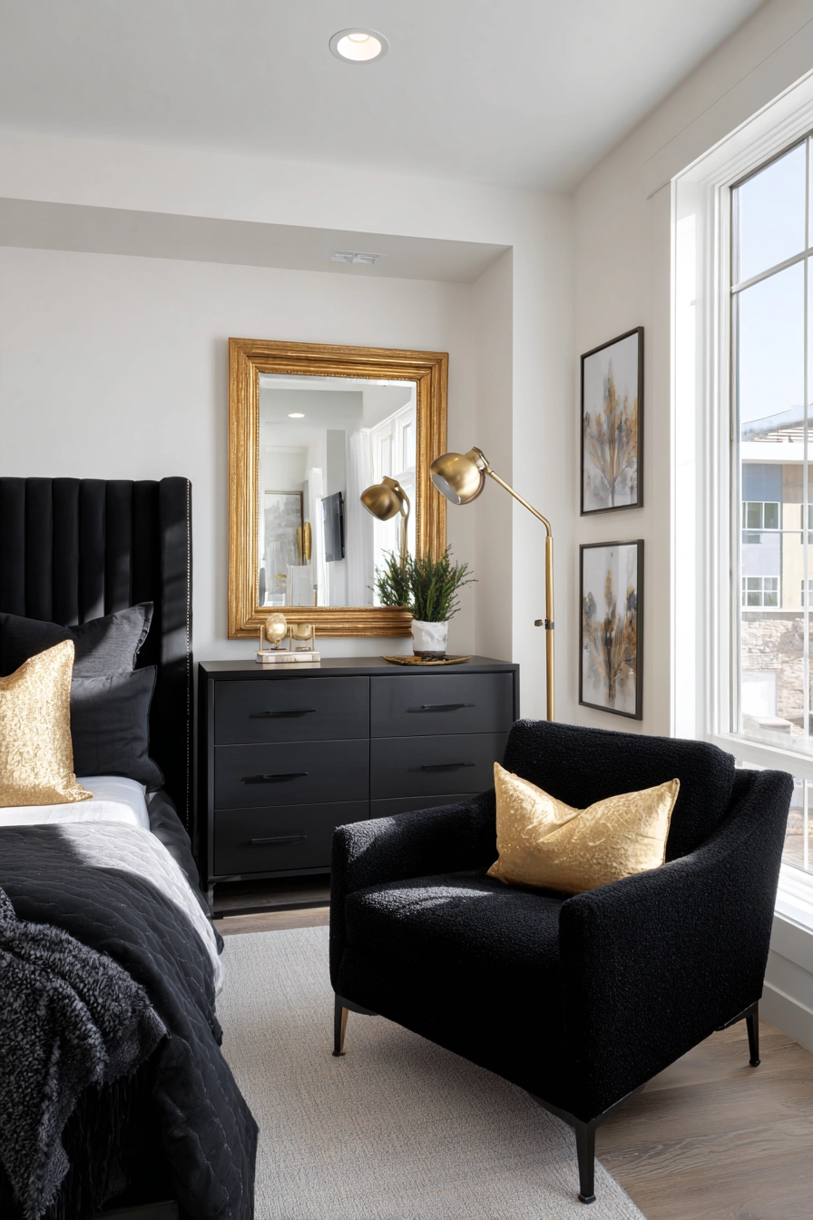 Black and gold bedroom ideas 16