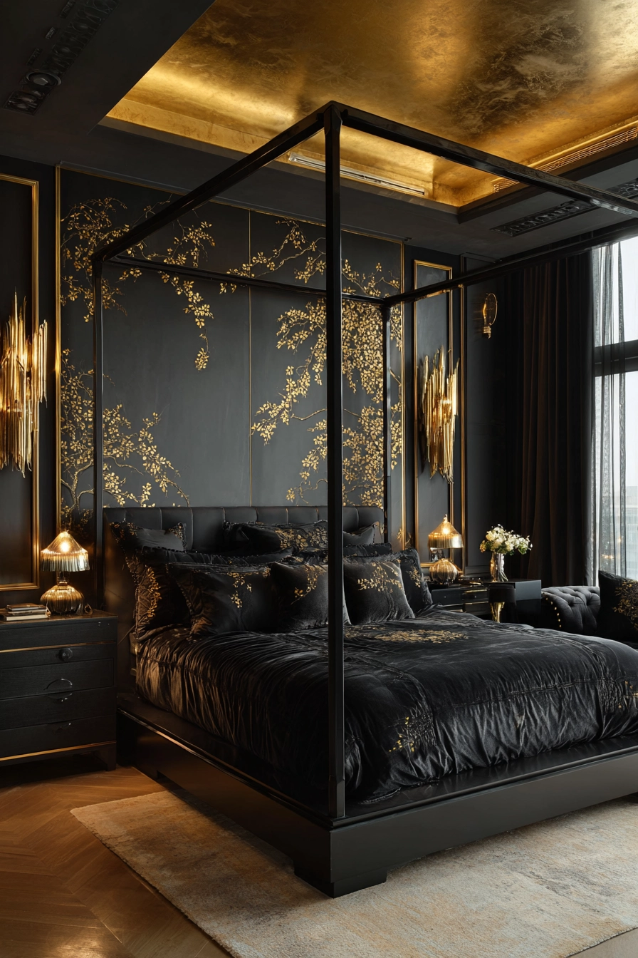 Black and gold bedroom ideas 21
