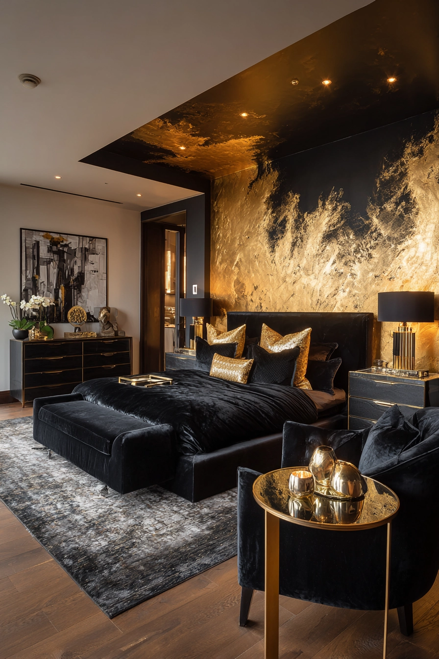 Black and gold bedroom ideas 33