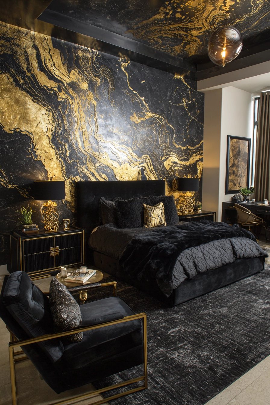 Black and gold bedroom ideas 34