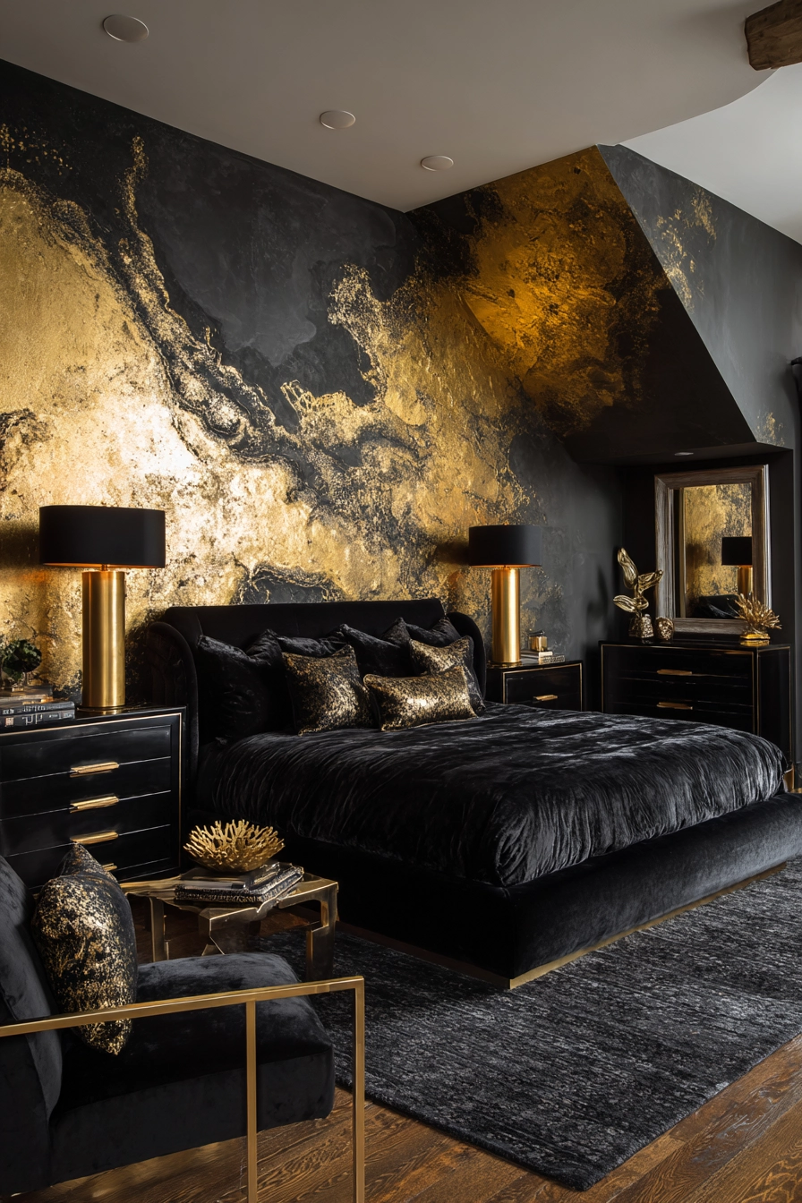 Black and gold bedroom ideas 35