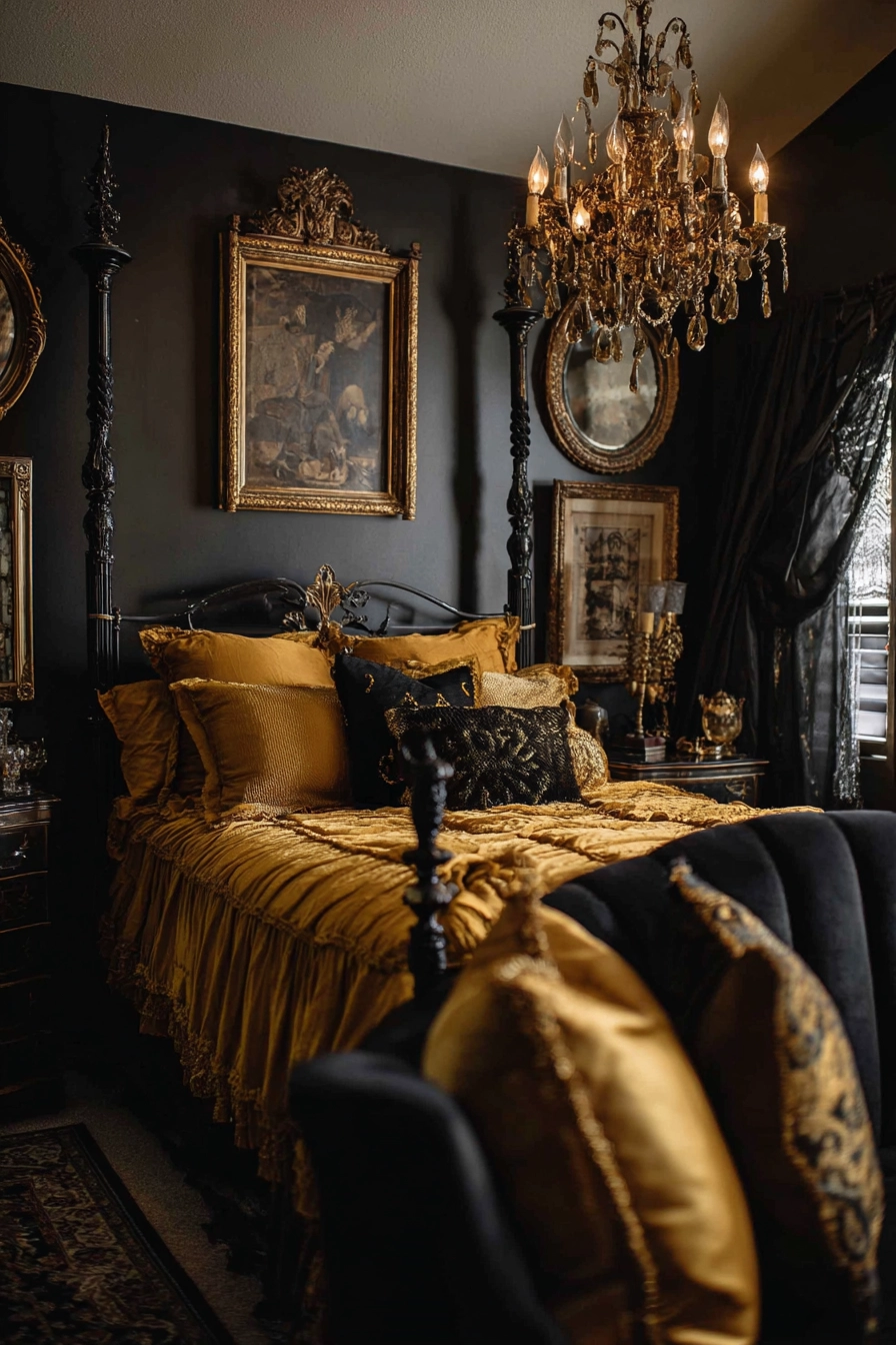 Black and gold bedroom ideas 37