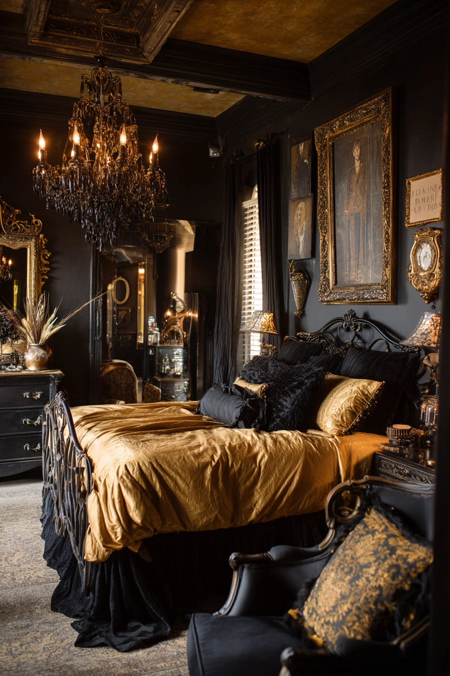 Black and gold bedroom ideas 38