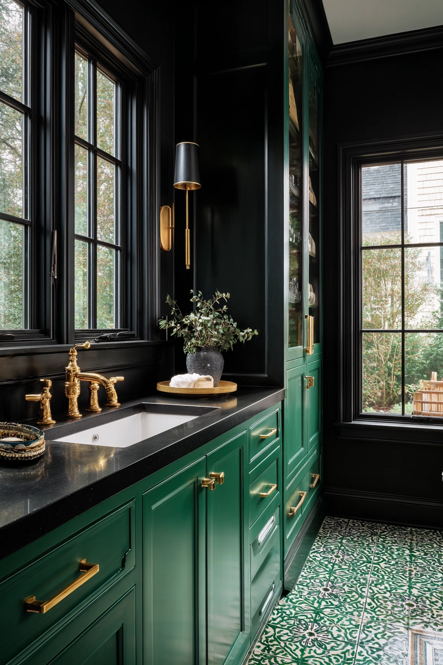 Black and green bathroom 12