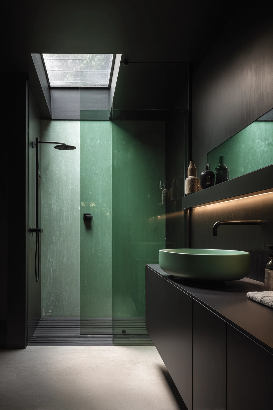 Black and green bathroom 13