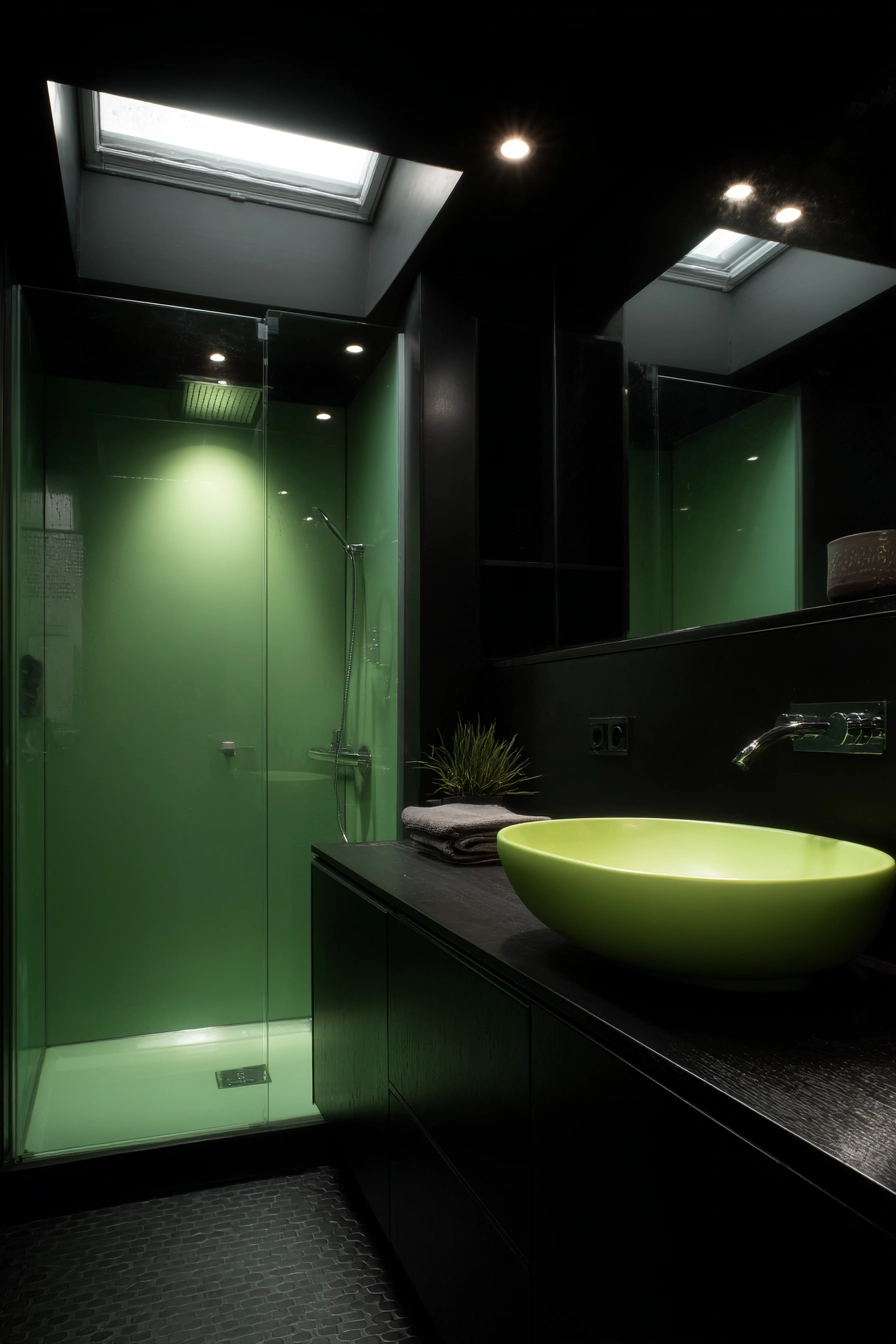 Black and green bathroom 14
