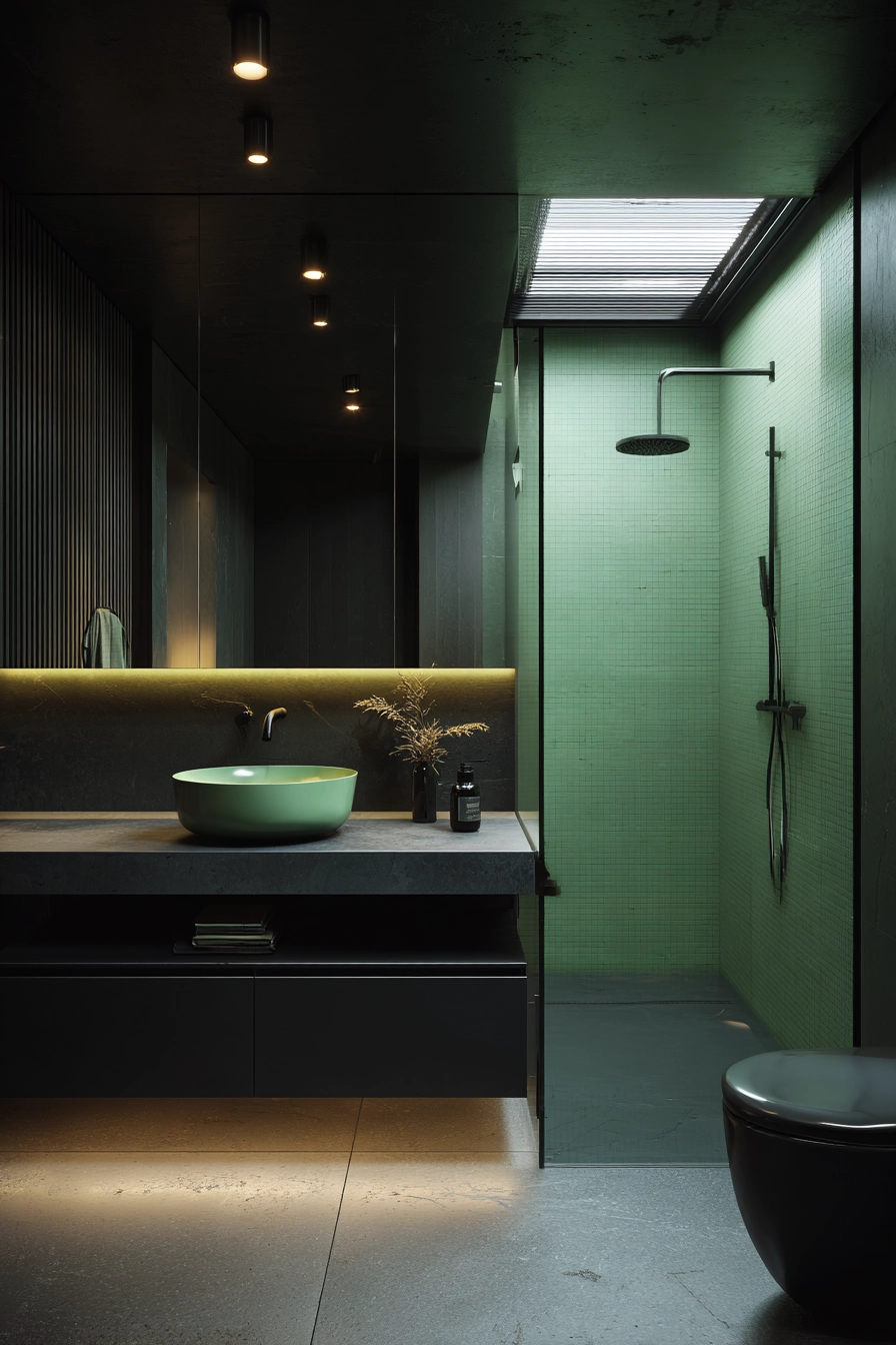 Black and green bathroom 15