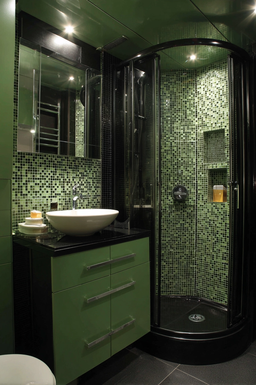 Black and green bathroom 26