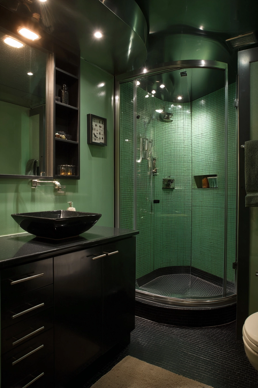 Black and green bathroom 27