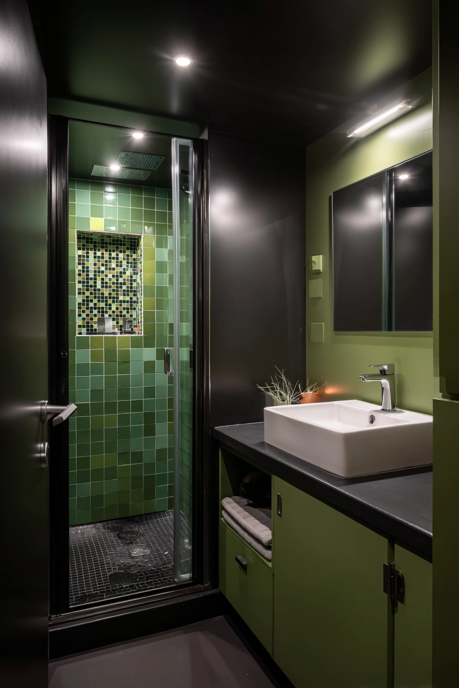 Black and green bathroom 28