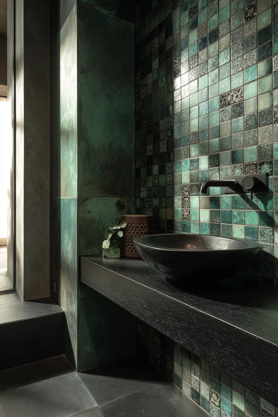 Black and green bathroom 34