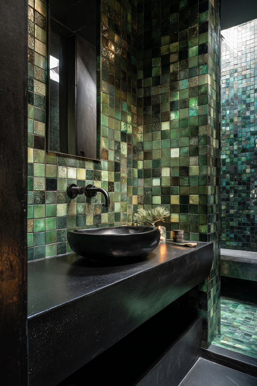 Black and green bathroom 35