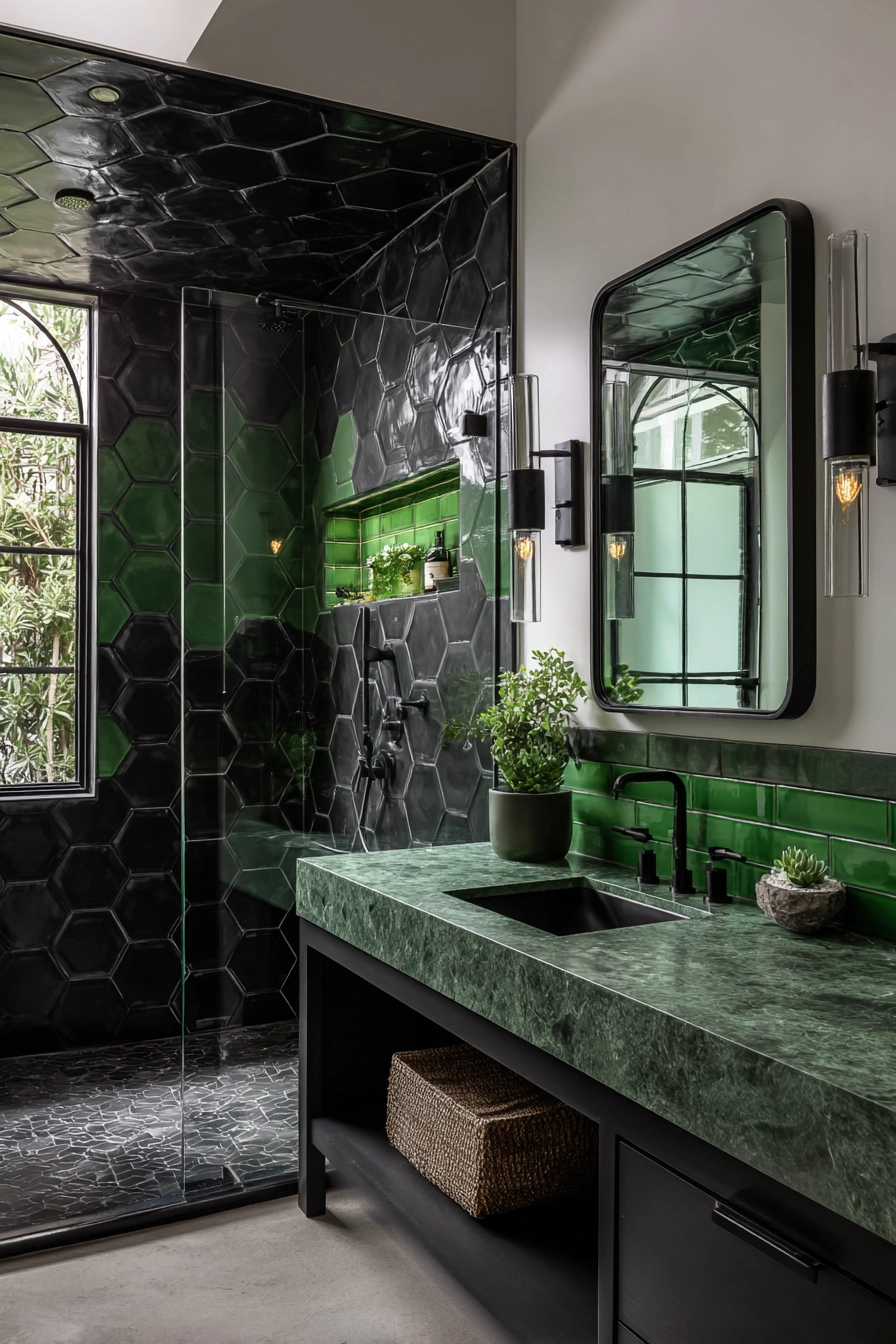 Black and green bathroom 5
