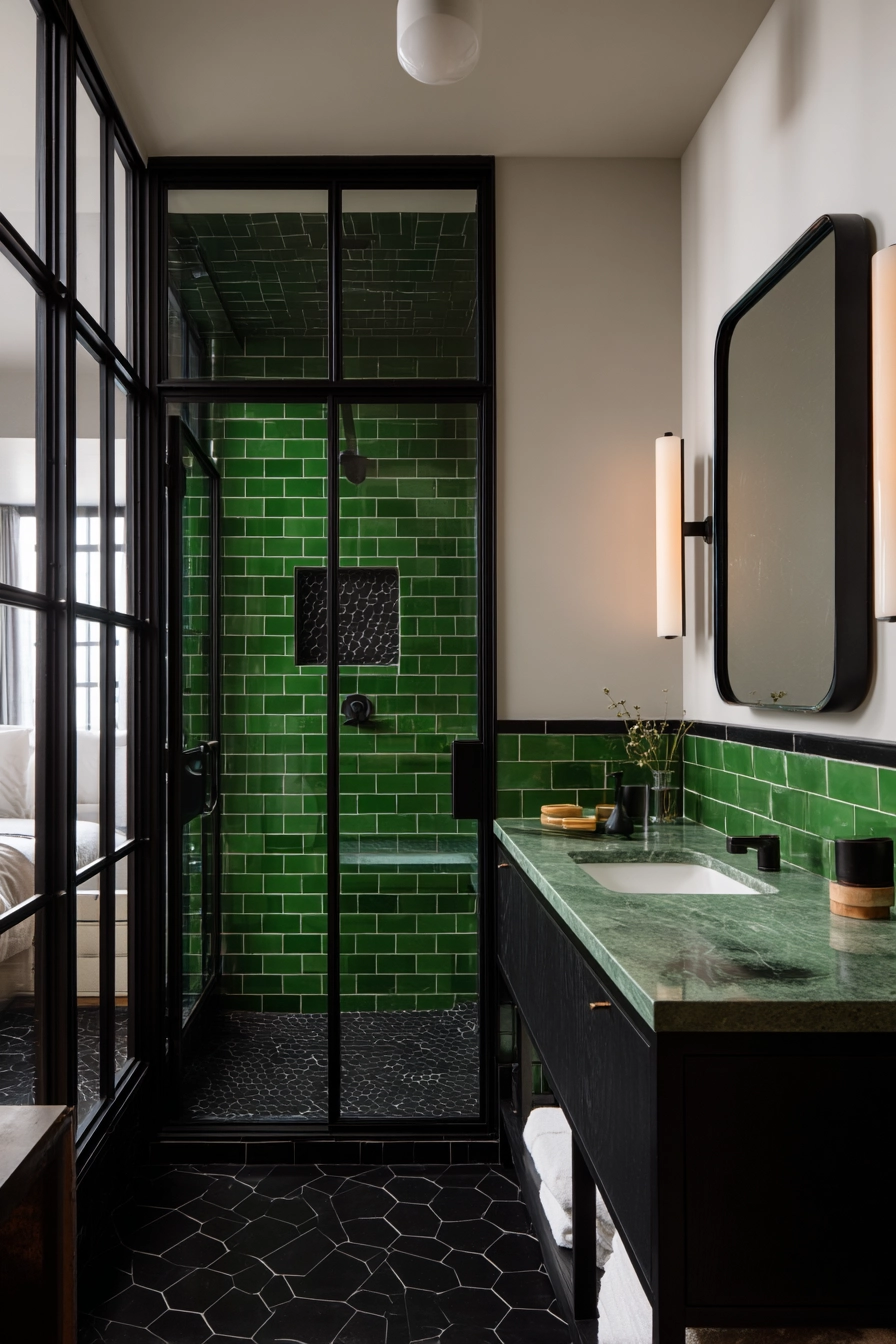 Black and green bathroom 6