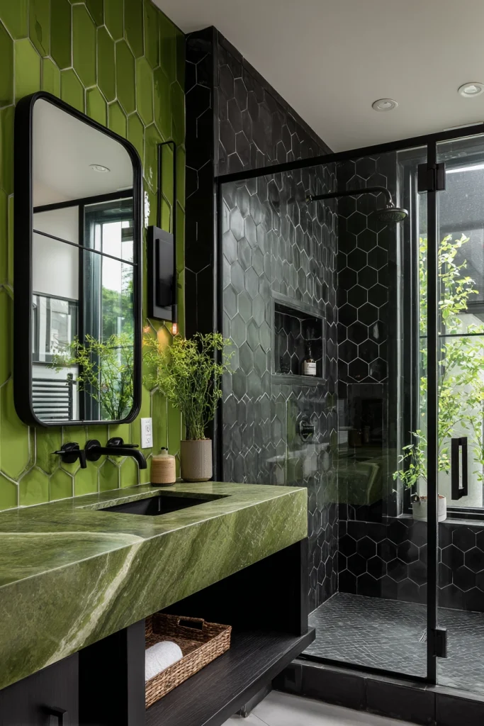 Black and green bathroom 7