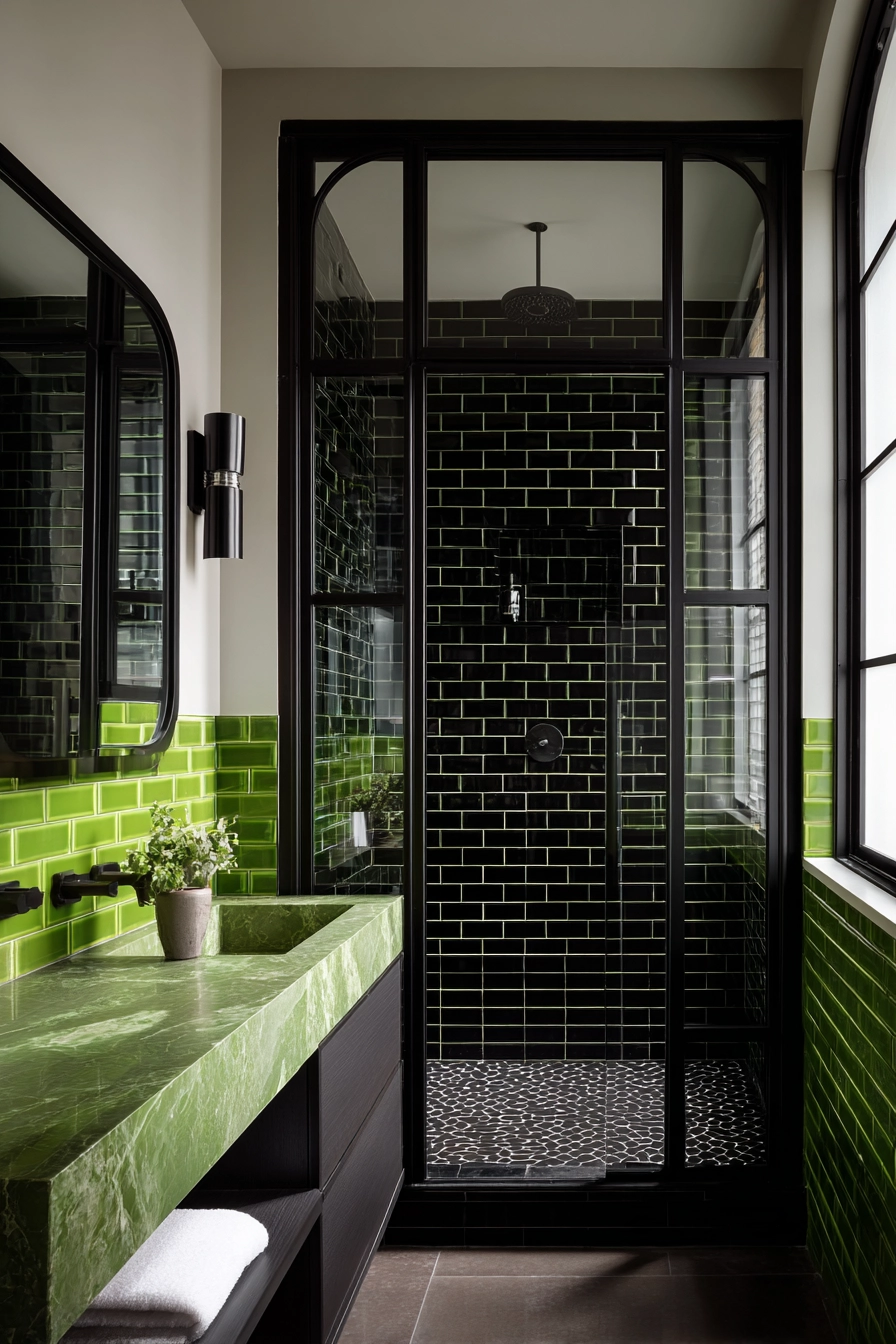 Black and green bathroom 8