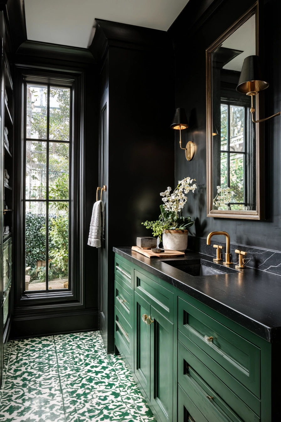 Black and green bathroom 9
