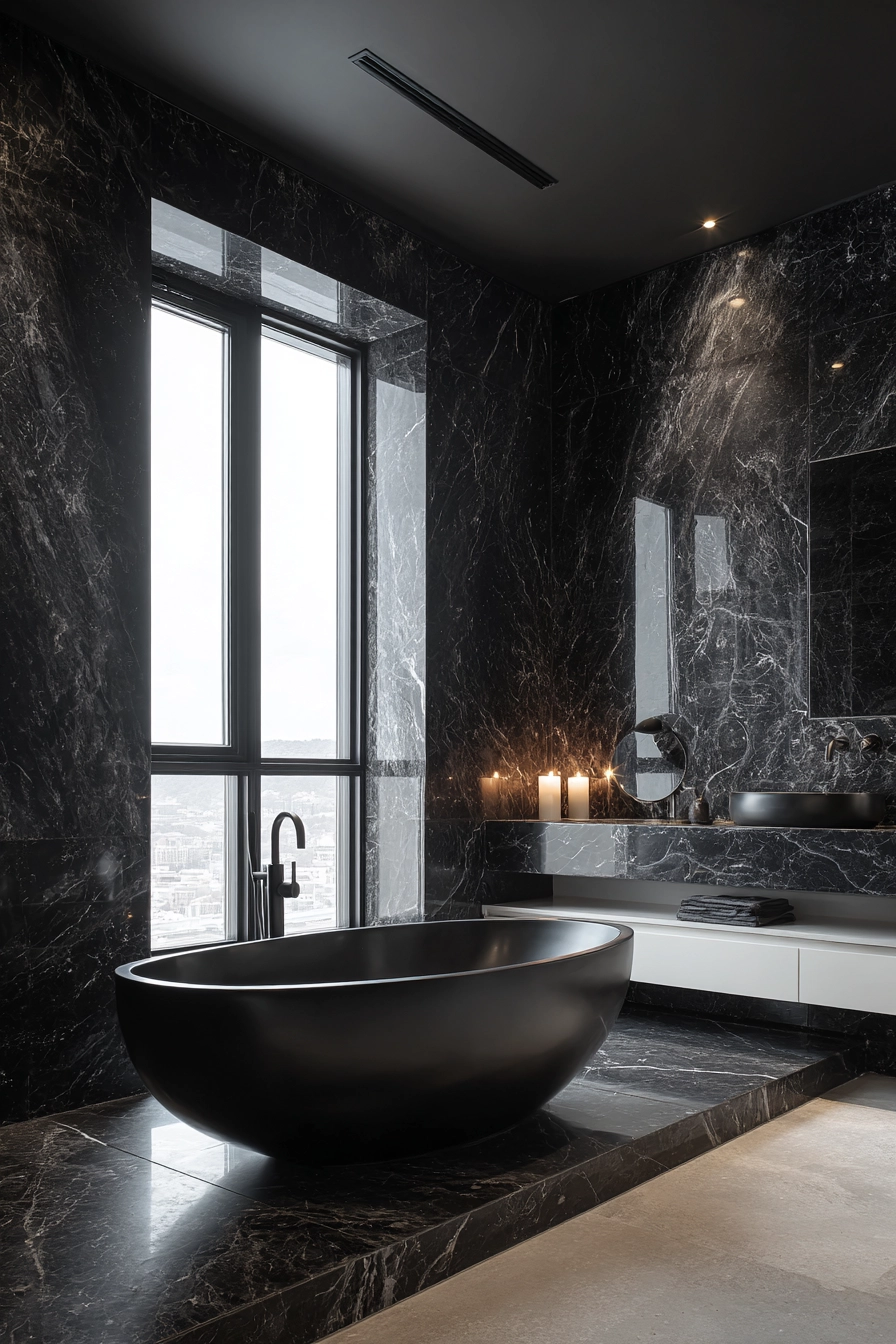 Black marble bathroom 1