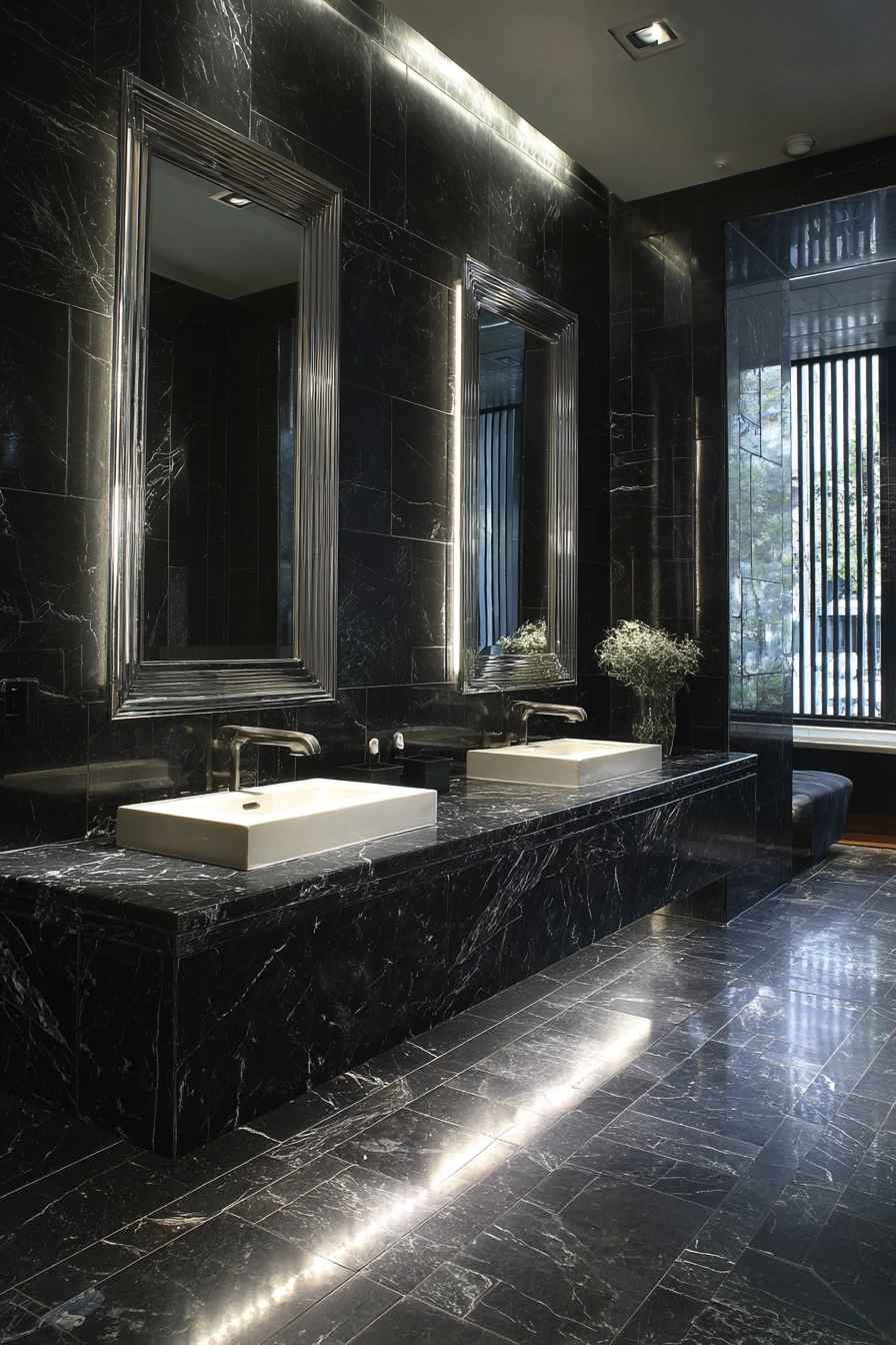 Black marble bathroom 10