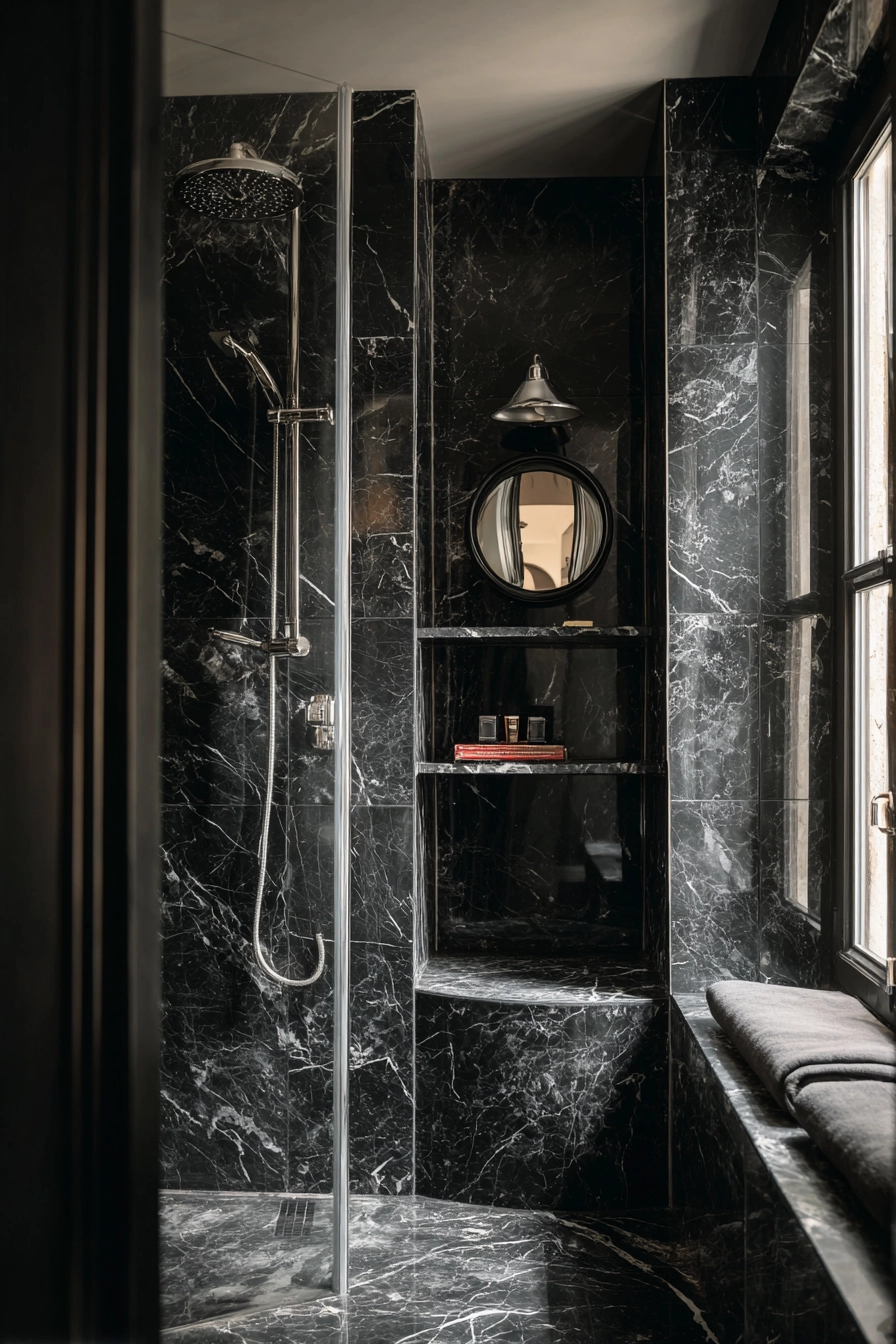 Black marble bathroom 13