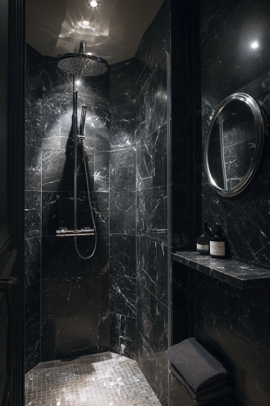 Black marble bathroom 14