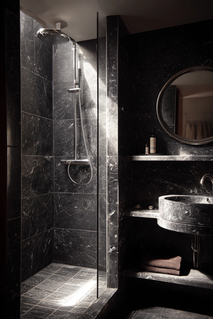 Black marble bathroom 15