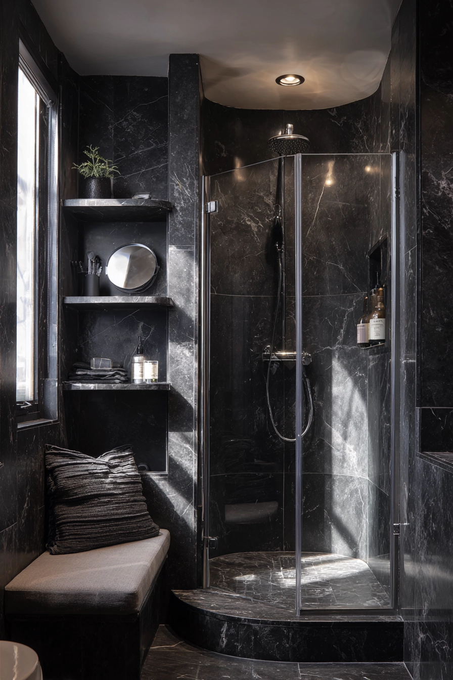 Black marble bathroom 16