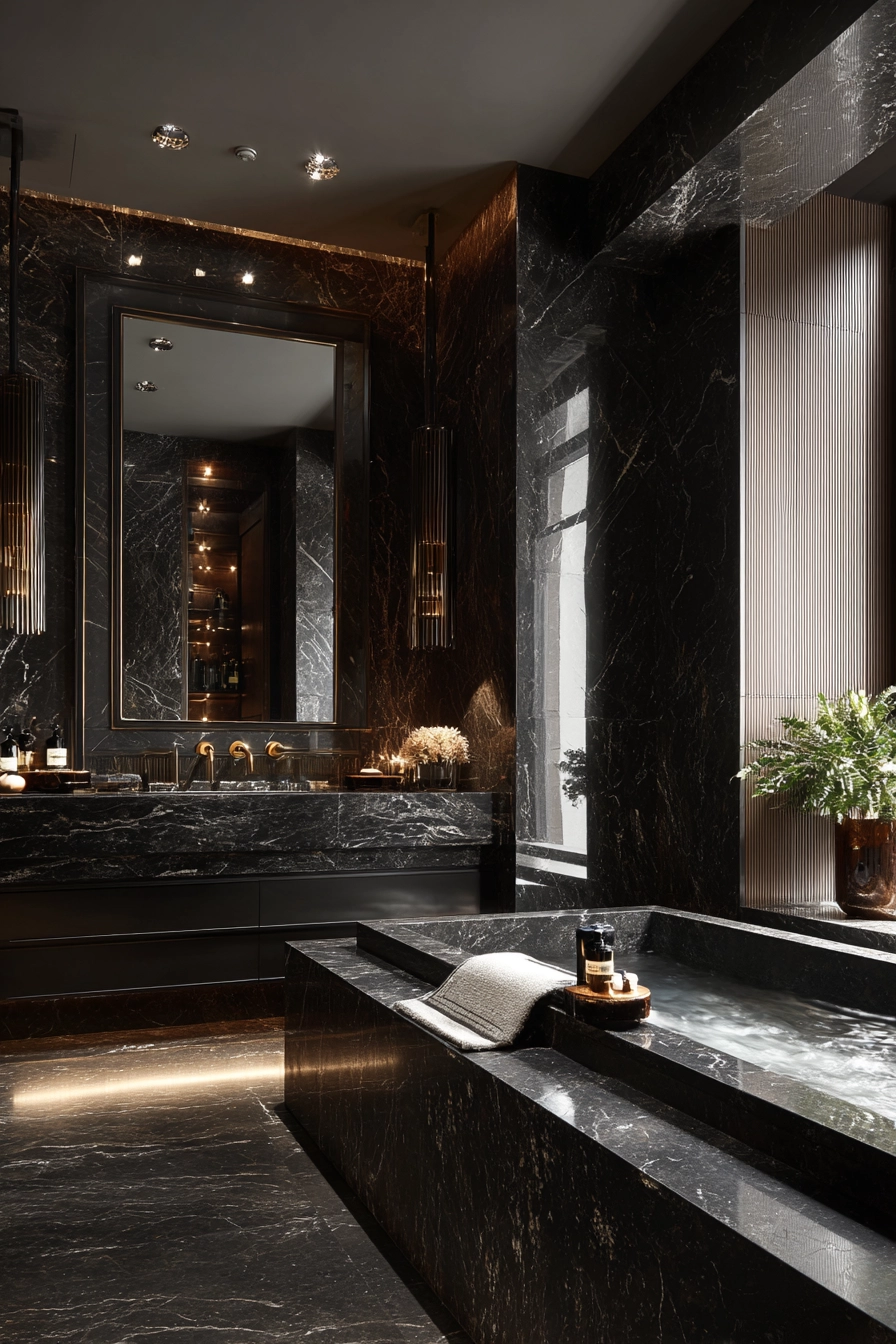 Black marble bathroom 17