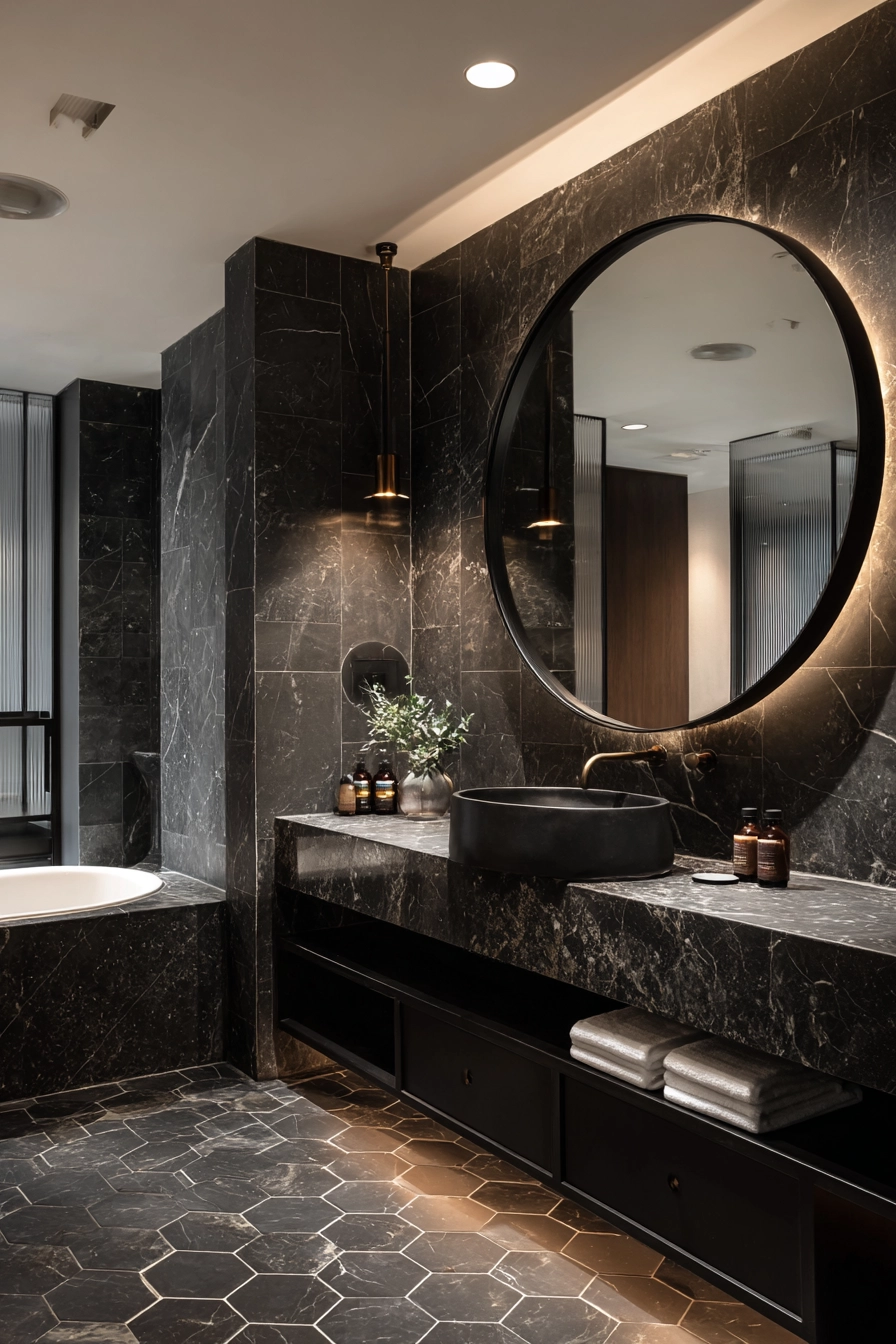 Black marble bathroom 25