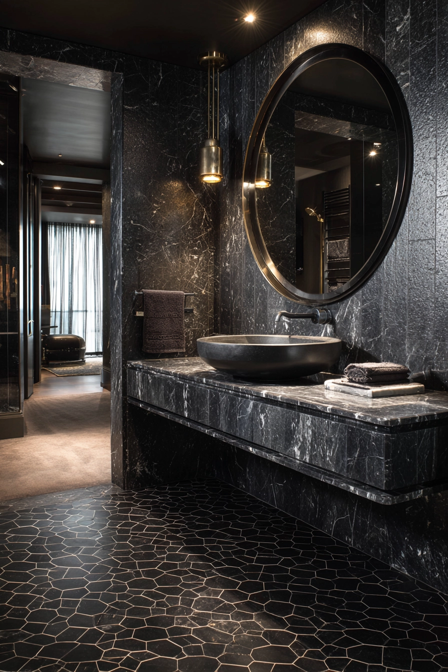 Black marble bathroom 26