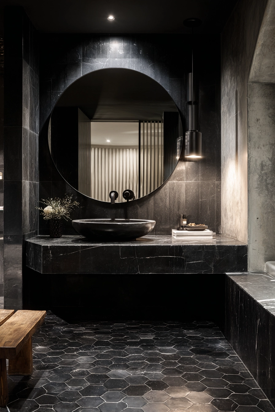 Black marble bathroom 28