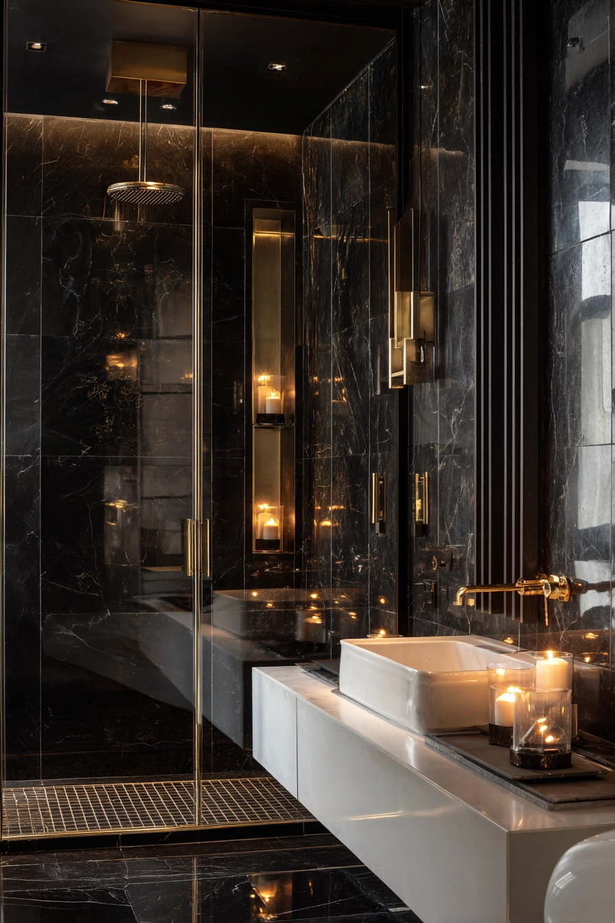 Black marble bathroom 29