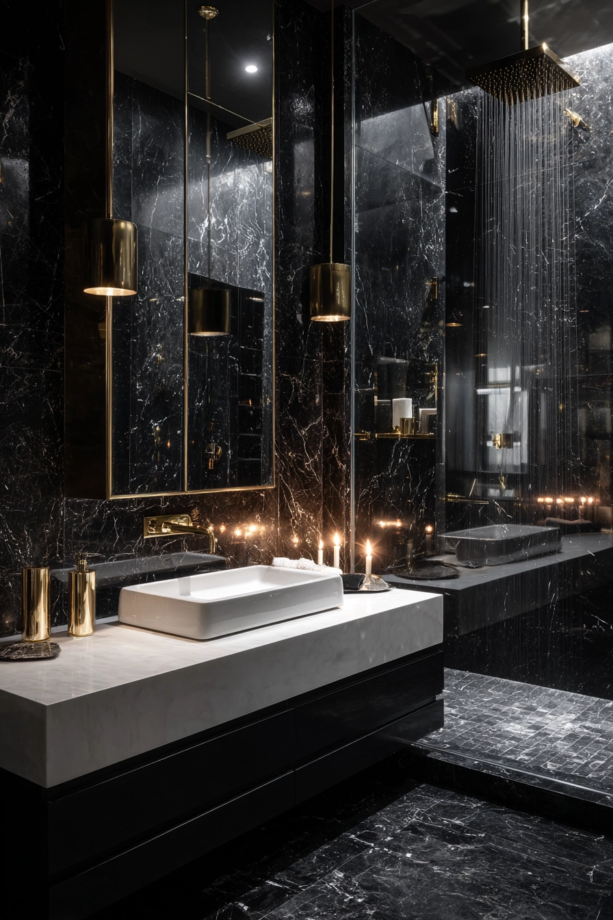 Black marble bathroom 30