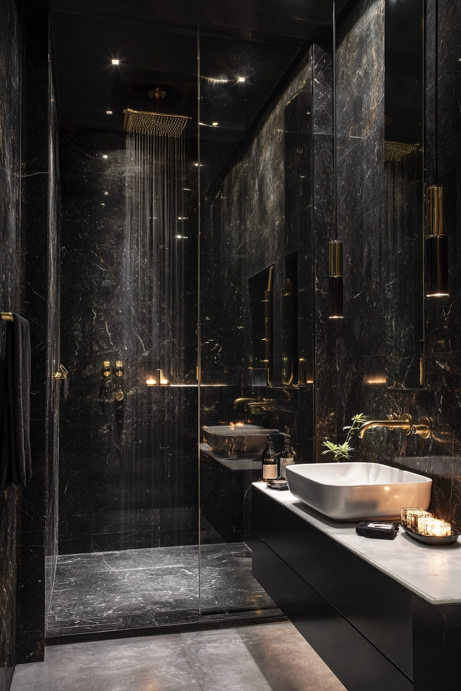 Black marble bathroom 32