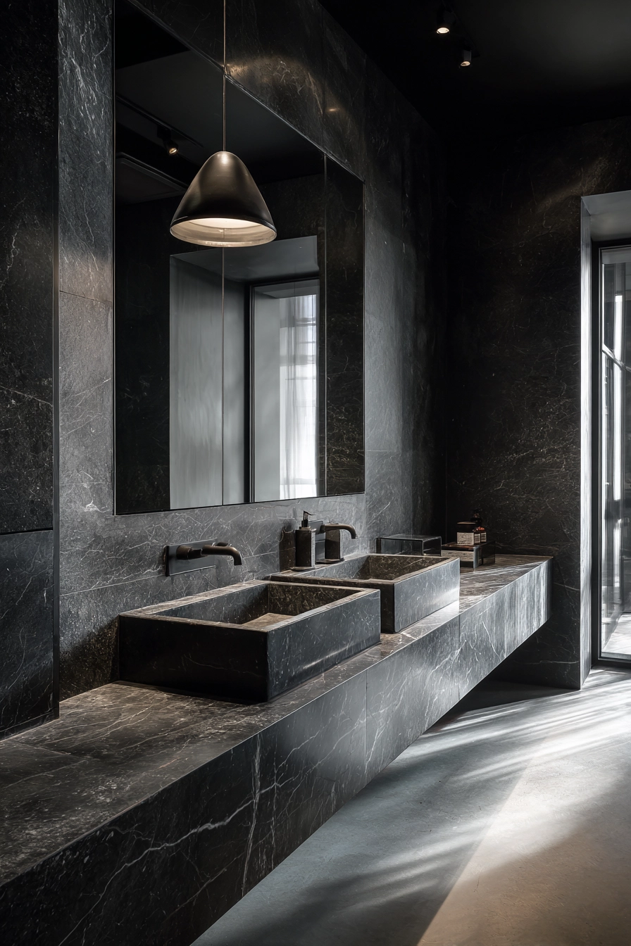 Black marble bathroom 34