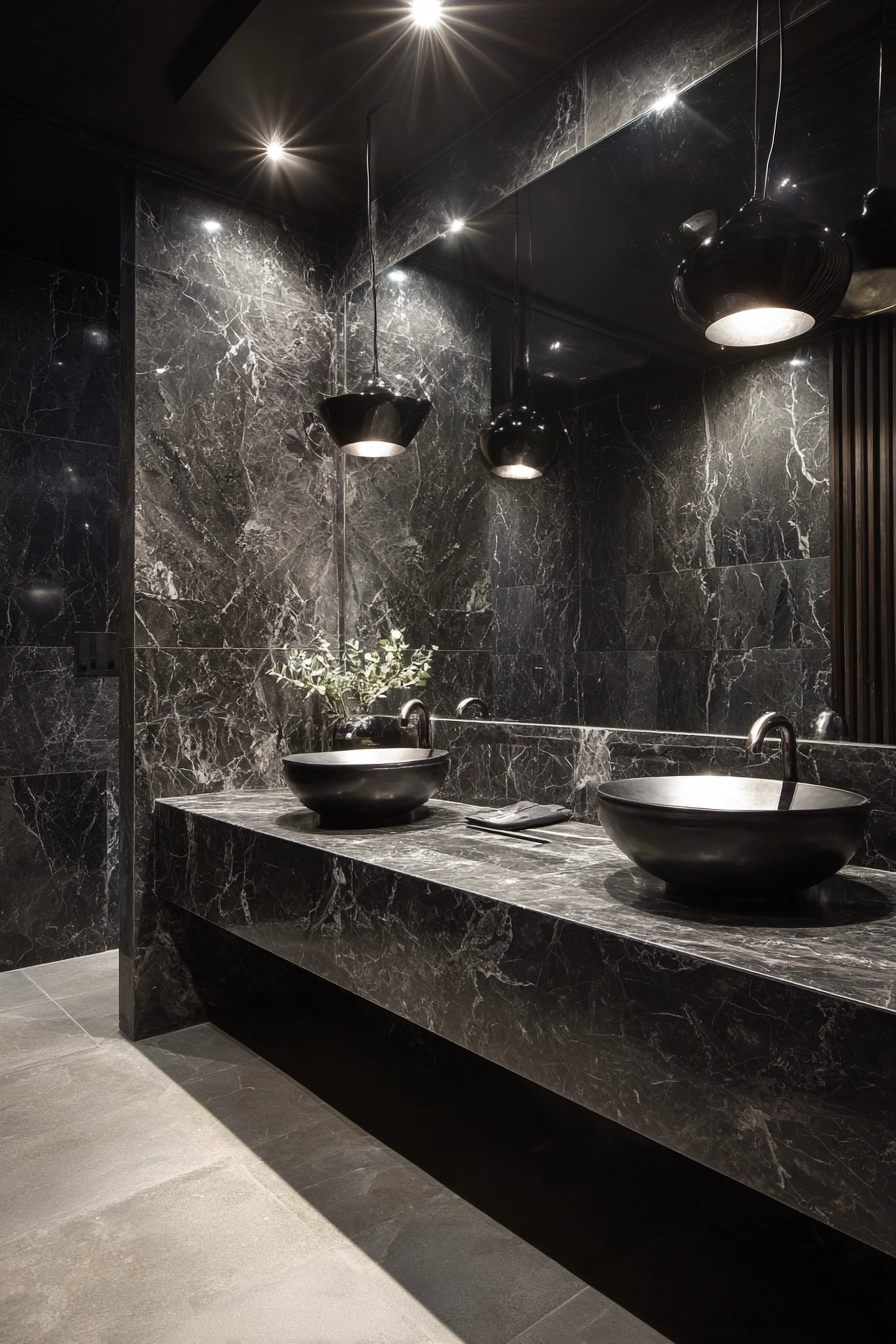Black marble bathroom 35