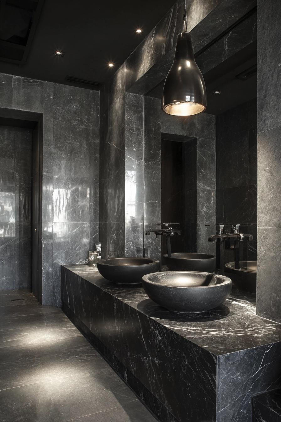 Black marble bathroom 36