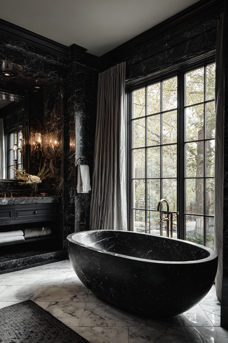Black marble bathroom 38
