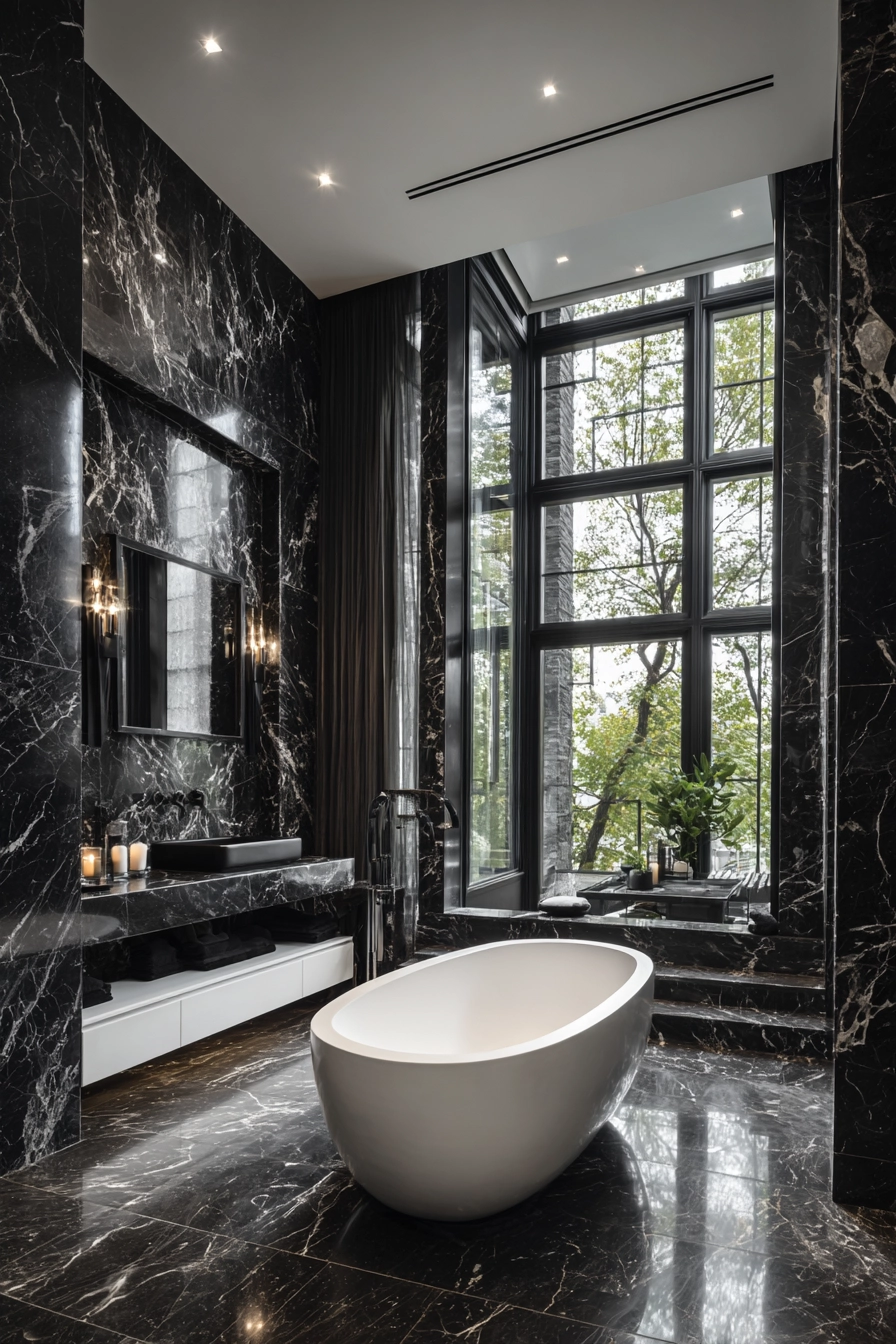 Black marble bathroom 4