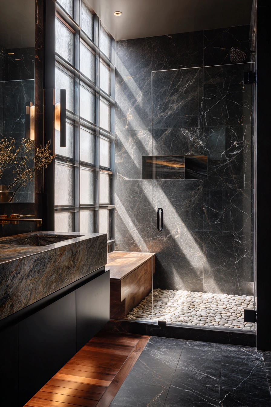Black marble bathroom 5