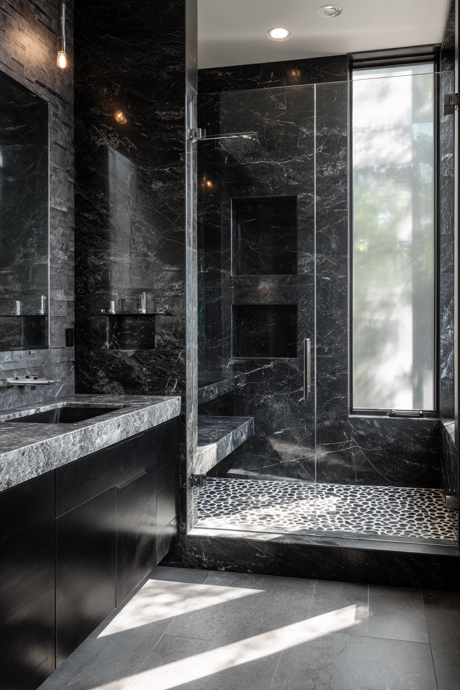 Black marble bathroom 6