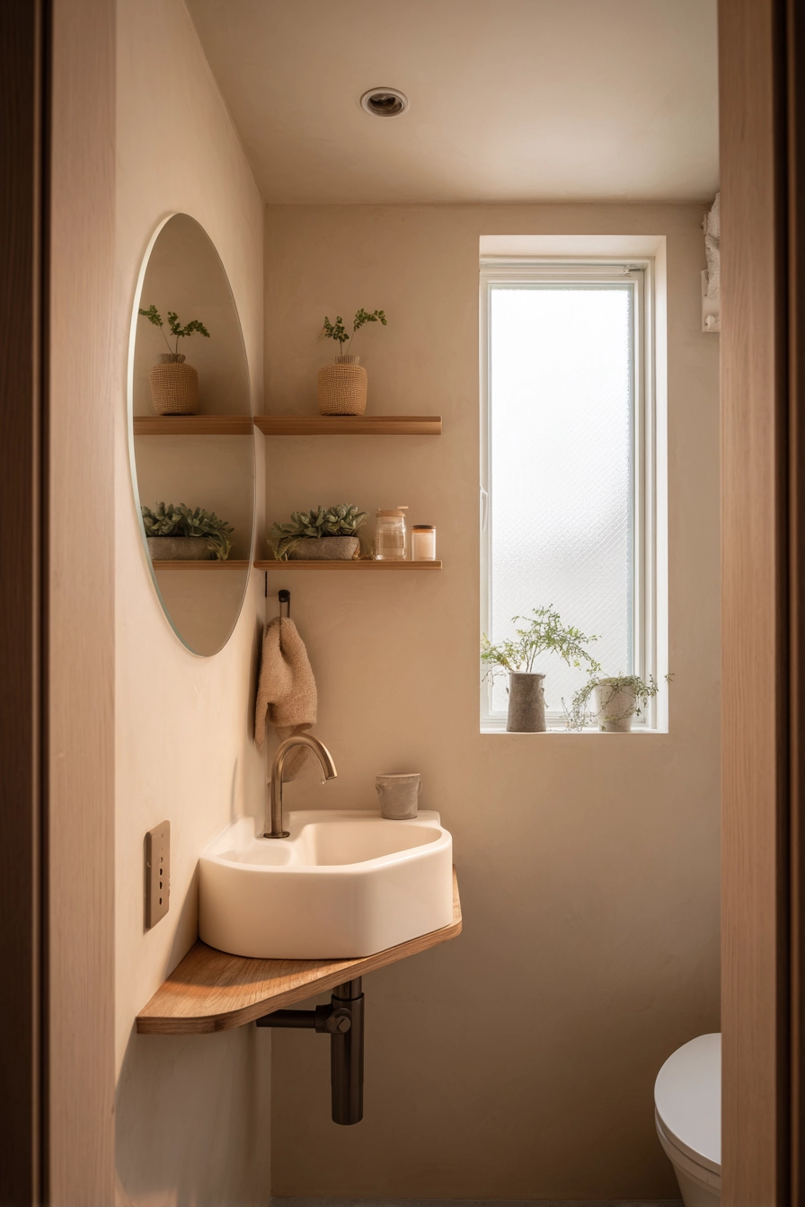 Japandi style bathroom 16