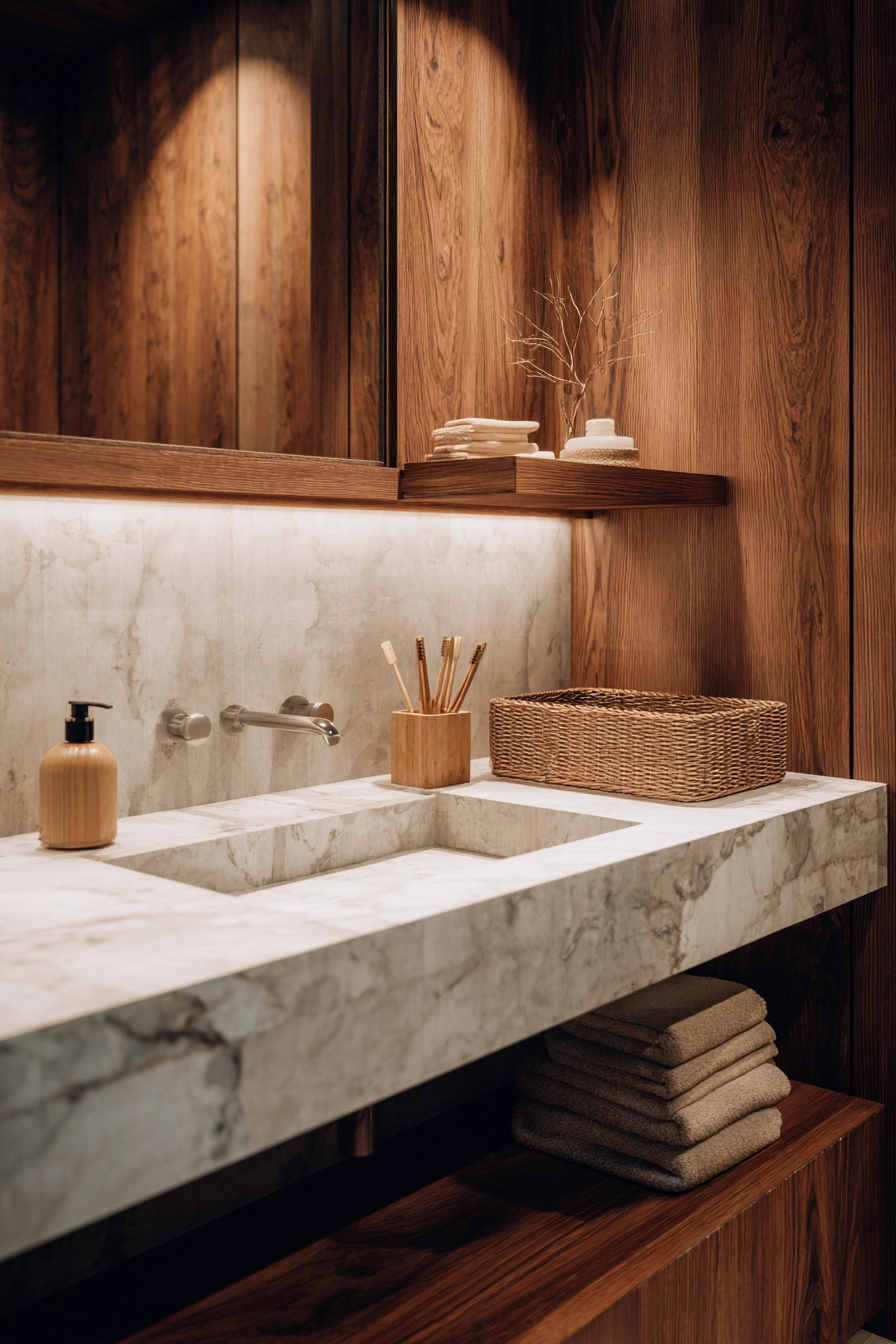 Japandi style bathroom 25