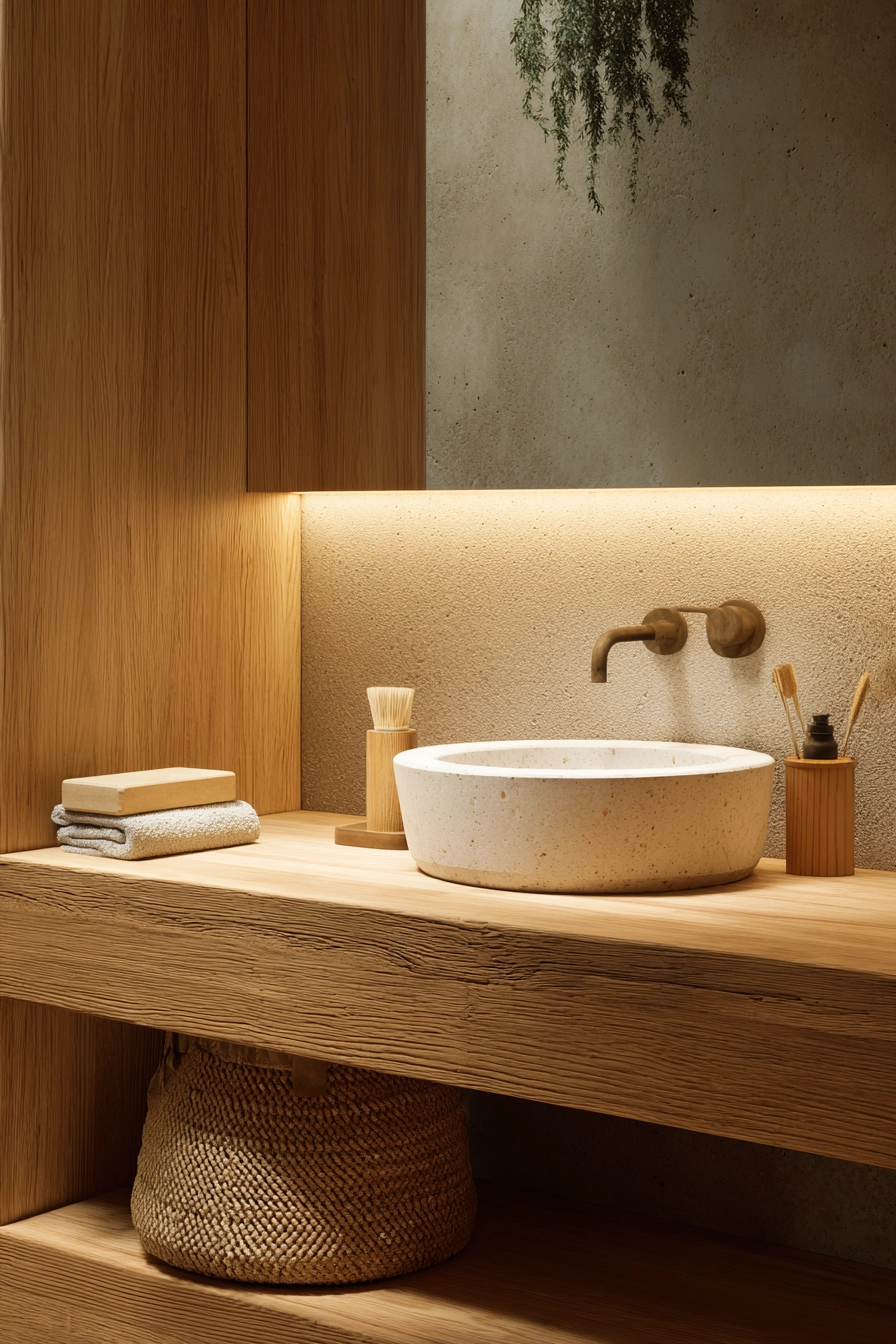 Japandi style bathroom 28