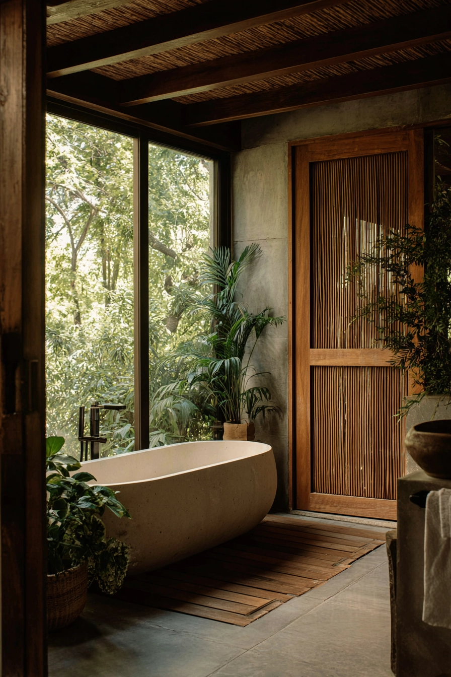 Japandi style bathroom 38