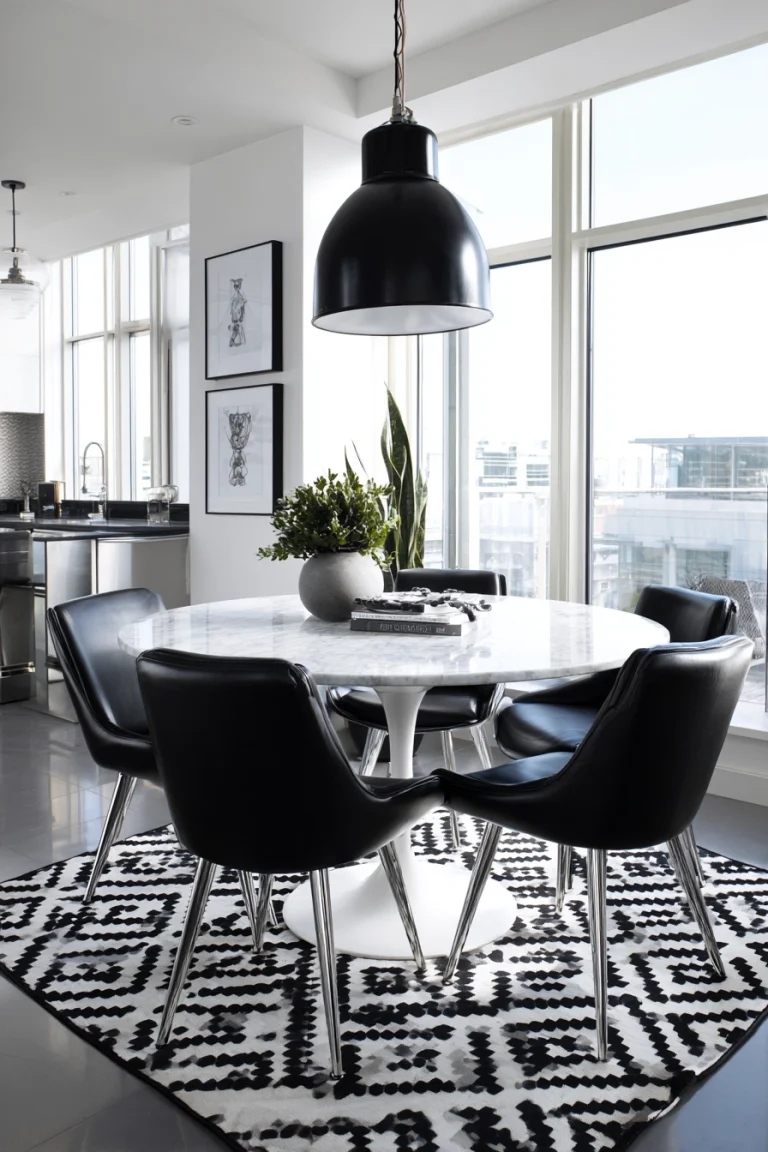 black and white dining room 1