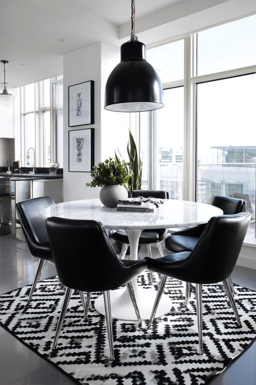 black and white dining room 1