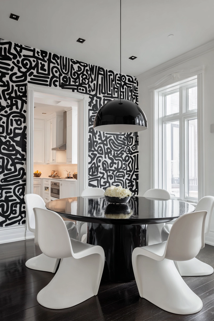 black and white dining room 17