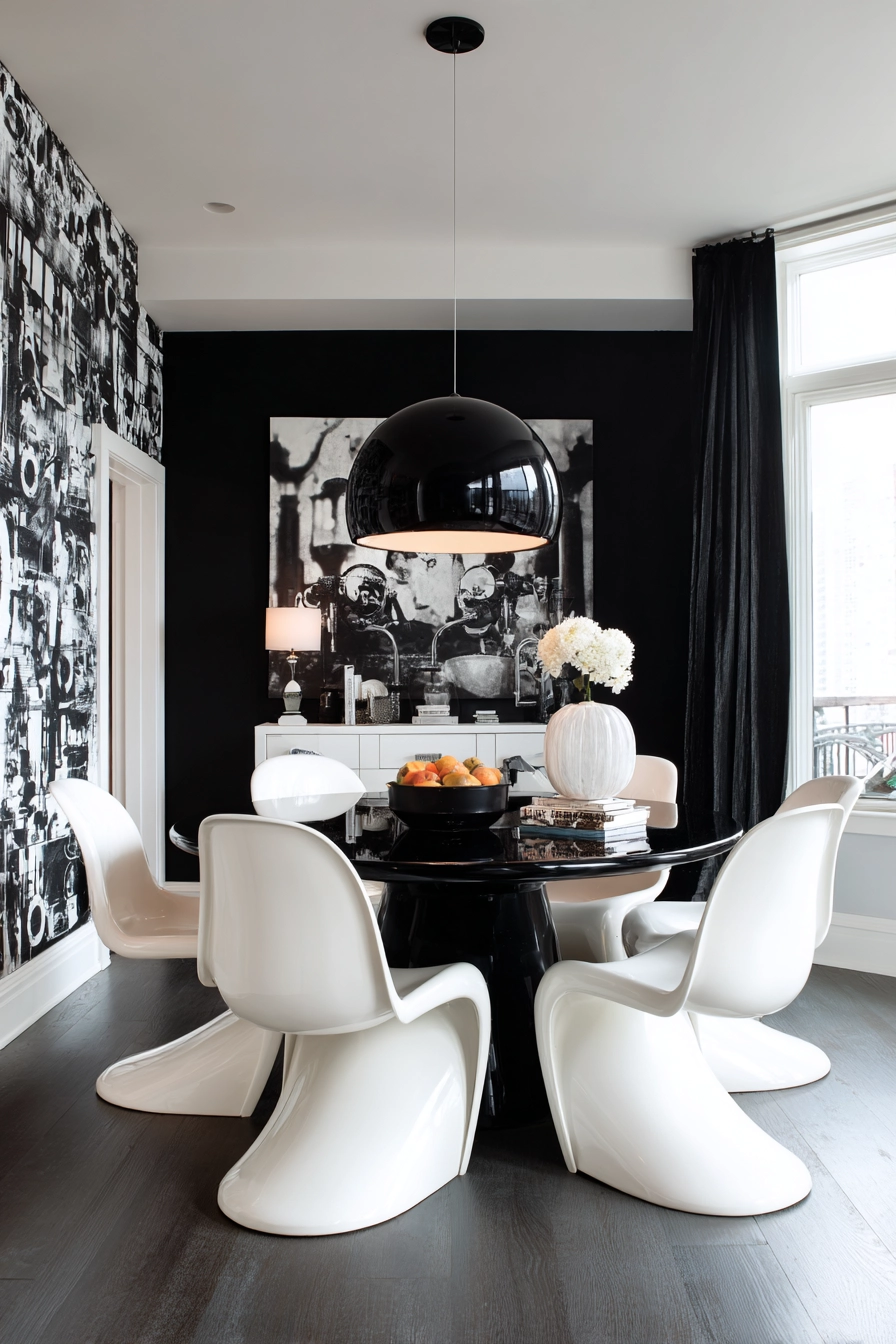 black and white dining room 18