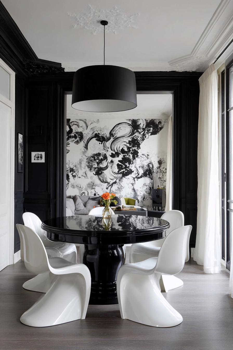 black and white dining room 19